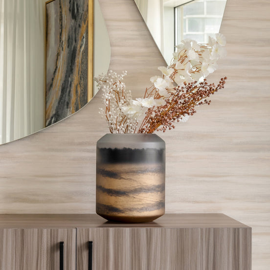 Mirage gradient glass vase with sleek column shape and dark to light colour transition, luxury decorative vase for modern interiors
