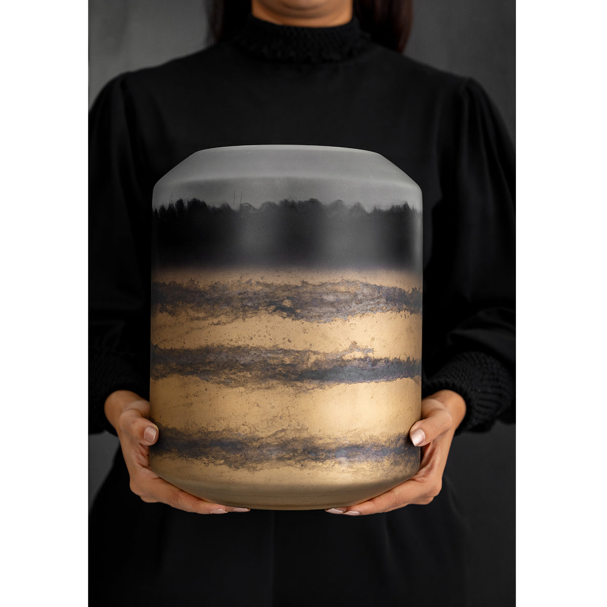 Mirage gradient glass vase with sleek column shape and dark to light colour transition, luxury decorative vase for modern interiors