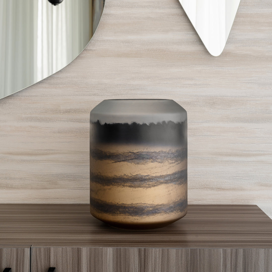 Mirage gradient glass vase with sleek column shape and dark to light colour transition, luxury decorative vase for modern interiors