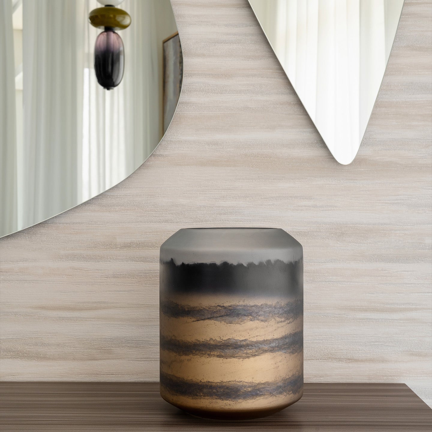 Mirage gradient glass vase with sleek column shape and dark to light colour transition, luxury decorative vase for modern interiors