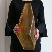 Oro gold angular glass vase with sculptural geometric shape, luxury decorative vase for modern tabletop and console décor