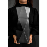Prism ombre grey glass vase with gradient dark to light finish, contemporary decorative vase for modern home décor