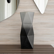 Prism ombre grey glass vase with gradient dark to light finish, contemporary decorative vase for modern home décor