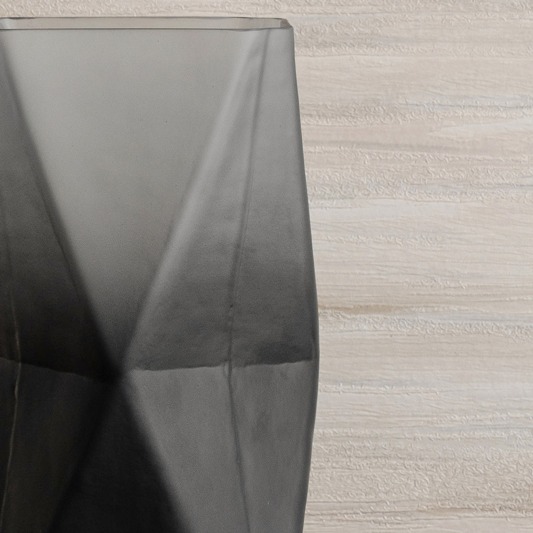 Prism ombre grey glass vase with gradient dark to light finish, contemporary decorative vase for modern home décor