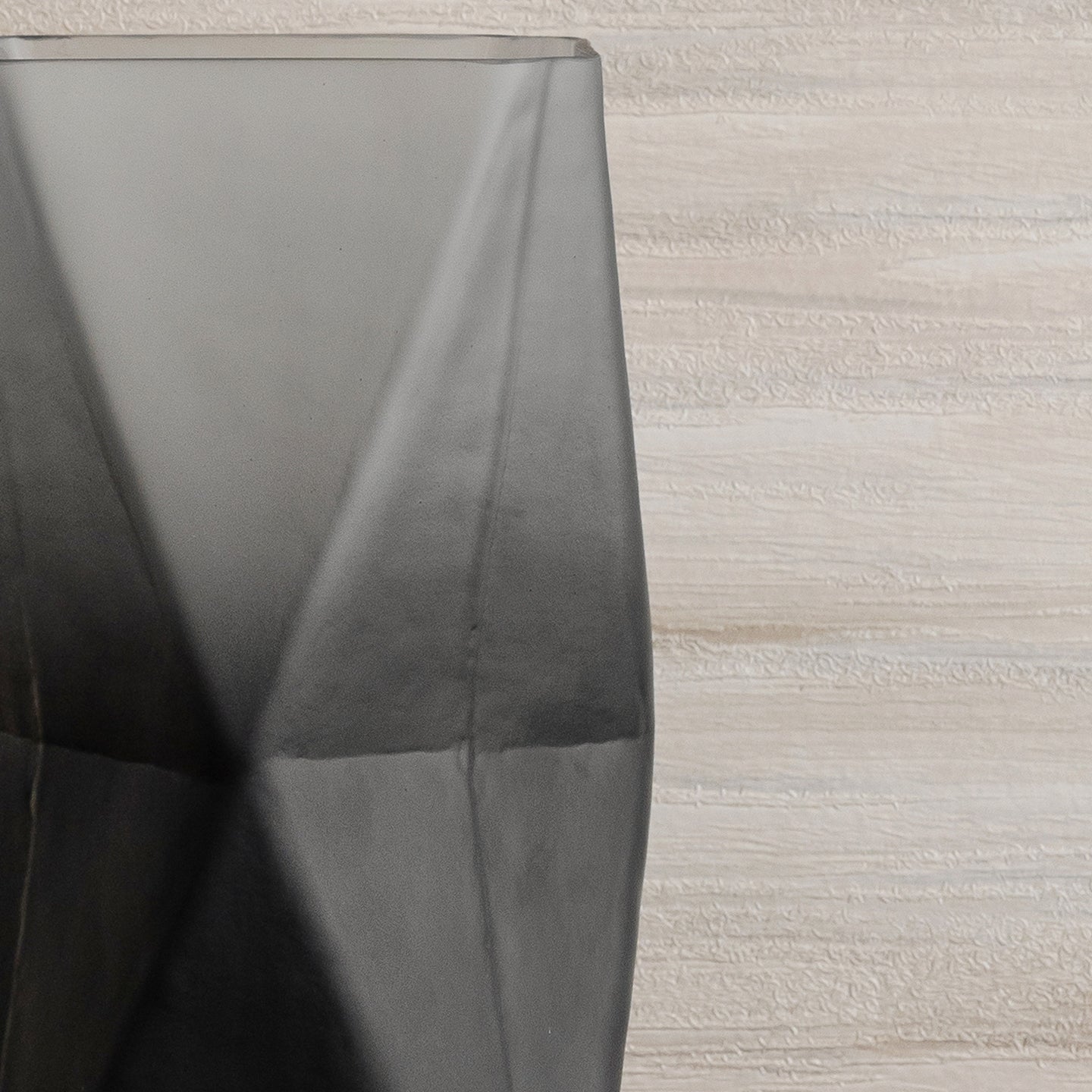Prism ombre grey glass vase with gradient dark to light finish, contemporary decorative vase for modern home décor