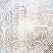 Starburst Blue and Cream Handmade Silk Rug for Modern Living Room or Bedroom Floor.