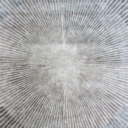 Starburst Blue and Cream Handmade Silk Rug for Modern Living Room or Bedroom Floor.