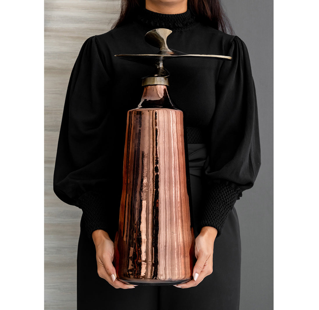 Metal Decorative Sculptural Jar for Modern Living Room Home Decor. 