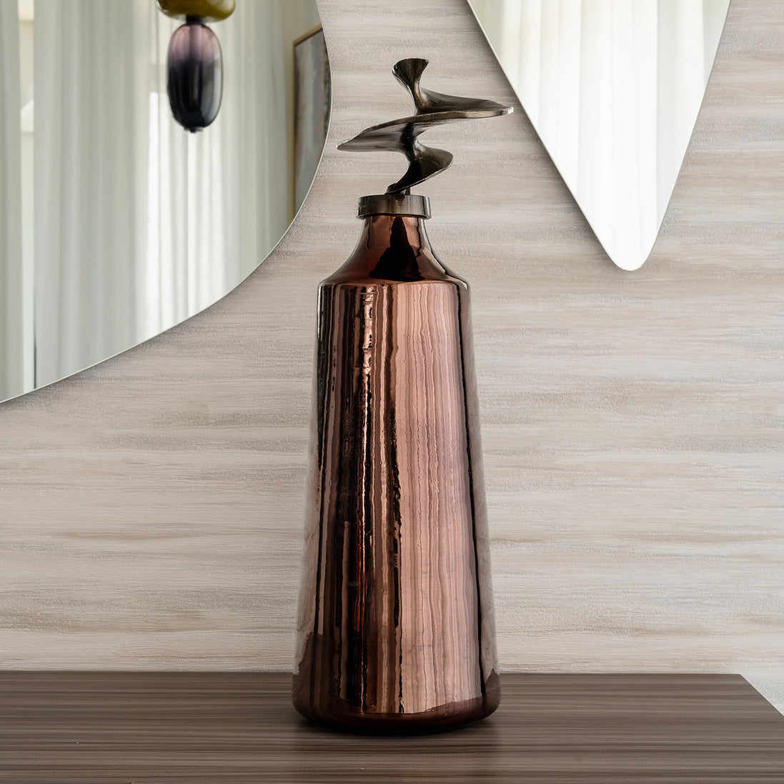 Metal Decorative Sculptural Jar for Modern Living Room Home Decor. 