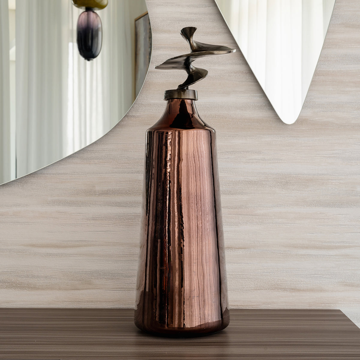 Metal Decorative Sculptural Jar for Modern Living Room Home Decor. 