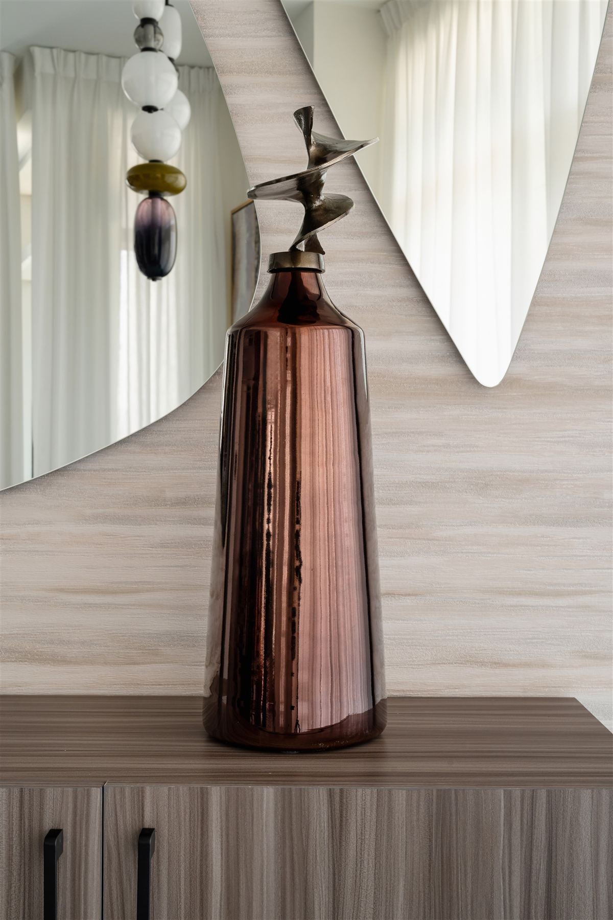 Metal Decorative Sculptural Jar for Modern Living Room Home Decor. 
