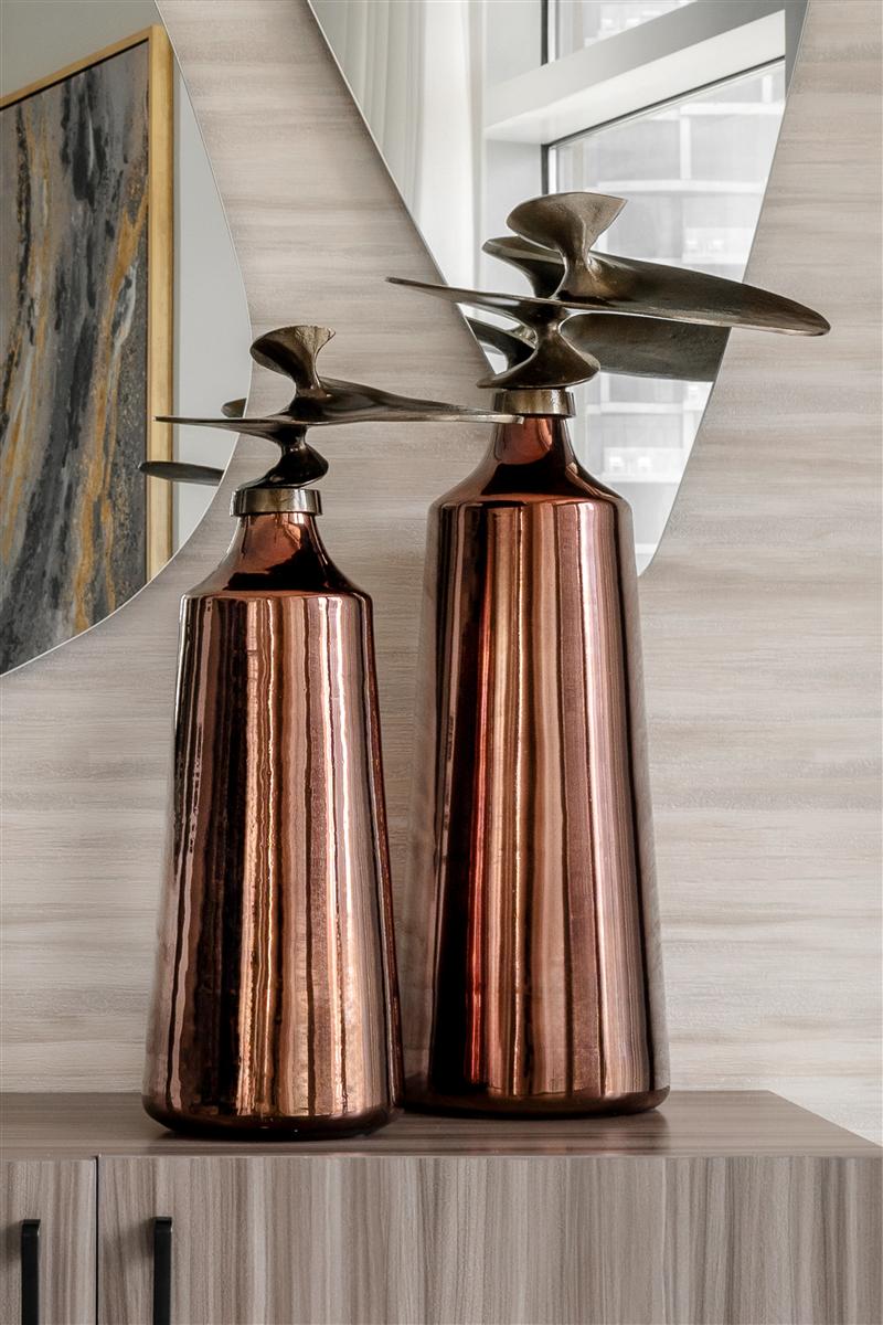 Metal Decorative Sculptural Jar for Modern Living Room Home Decor. 