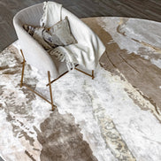 Handmade bamboo silk rug with an abstract design in warm neutral tones for contemporary and luxury interiors.