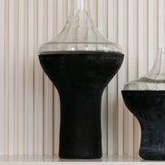 Spindle two-tone glass vase with distressed matte base and clear tubular top, modern decorative vase for luxury home décor